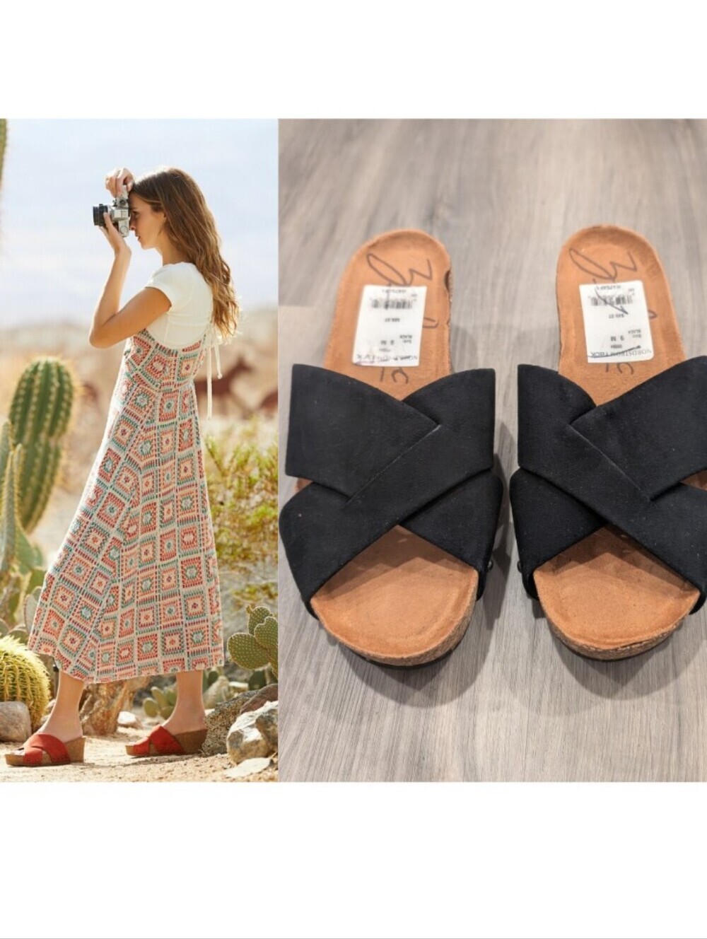 Zodiac | Mila Crisscross Faux Suede Wedge Sandals In Black (Size 9)